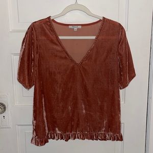Madewell velour blouse, rose pink